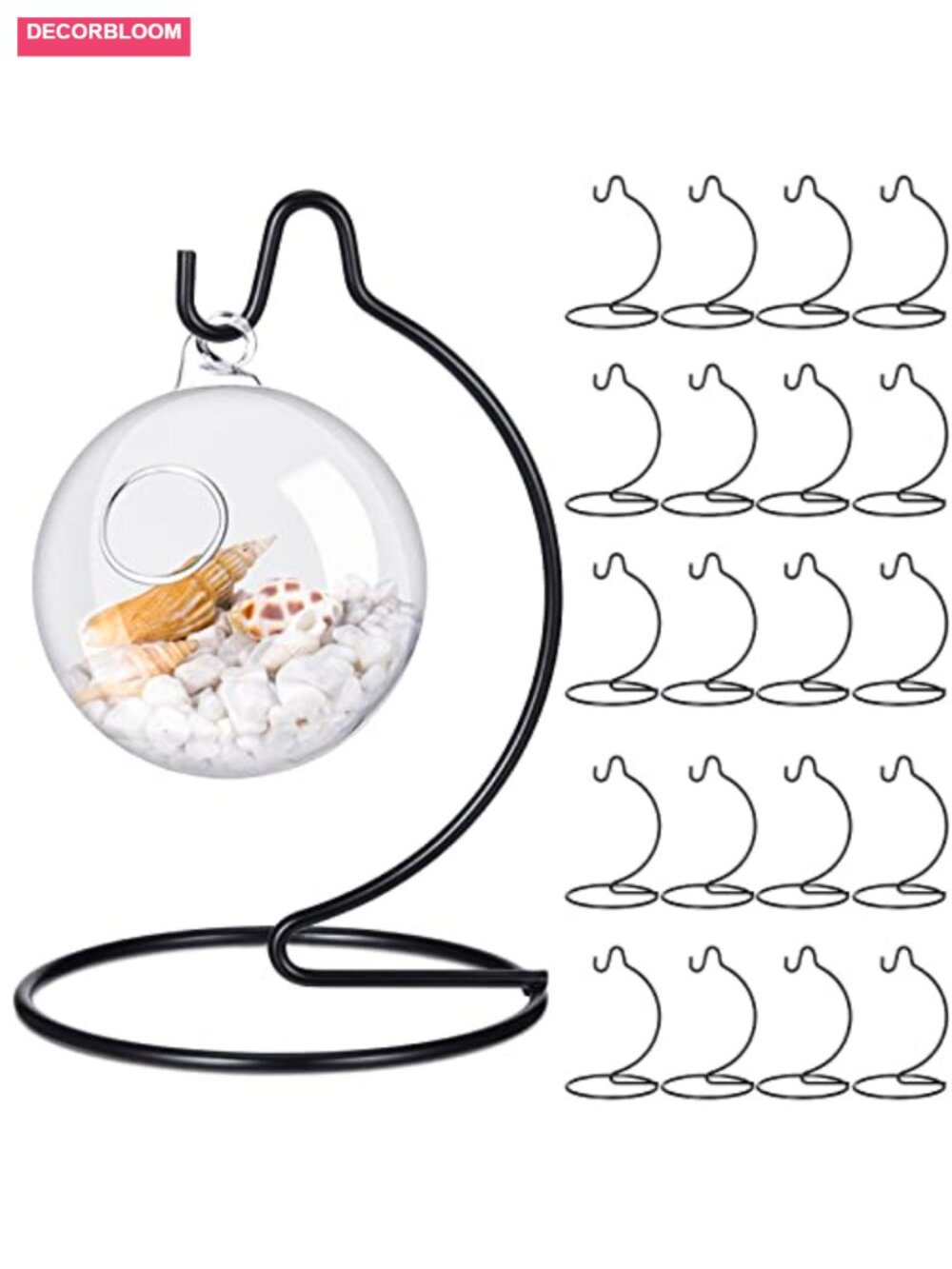 20 Pc Ornament Display Stand Iron Hanging Hook Holder Stands Tabletop Decor